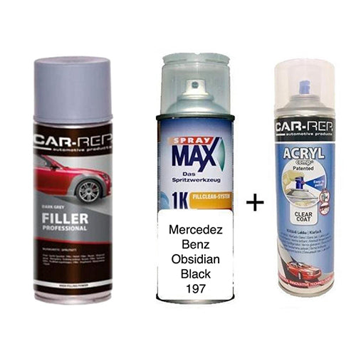 Auto Touch Up Paint Mercedez Benz Obsidian Black 197 1k Plus 1k Clear Coat & Primer