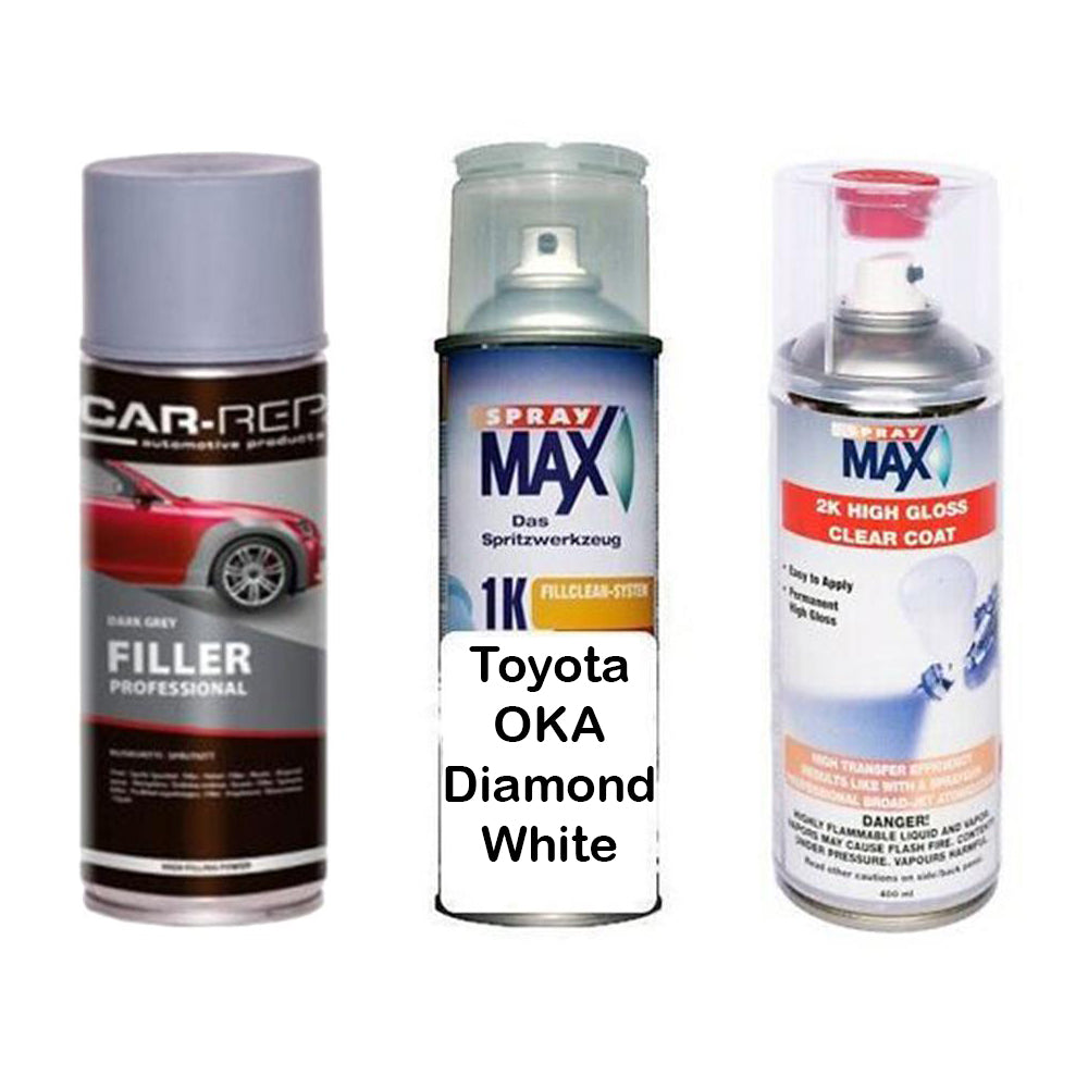 Auto Touch Up Paint for Toyota OKA Diamond White Plus 2k Clear Coat & Primer