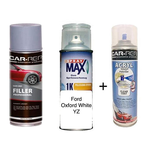 Auto Touch Up Paint Ford Oxford White YZ 1k Plus 1k Clear Coat & Primer