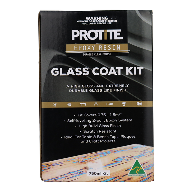Protite Epoxy Craft Resin 750ml Kit Glass Coat Clear 2 Part System