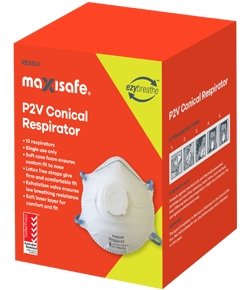 Maxisafe P2 Valved Conical Respirator Box 10 Disposable Dust Mask