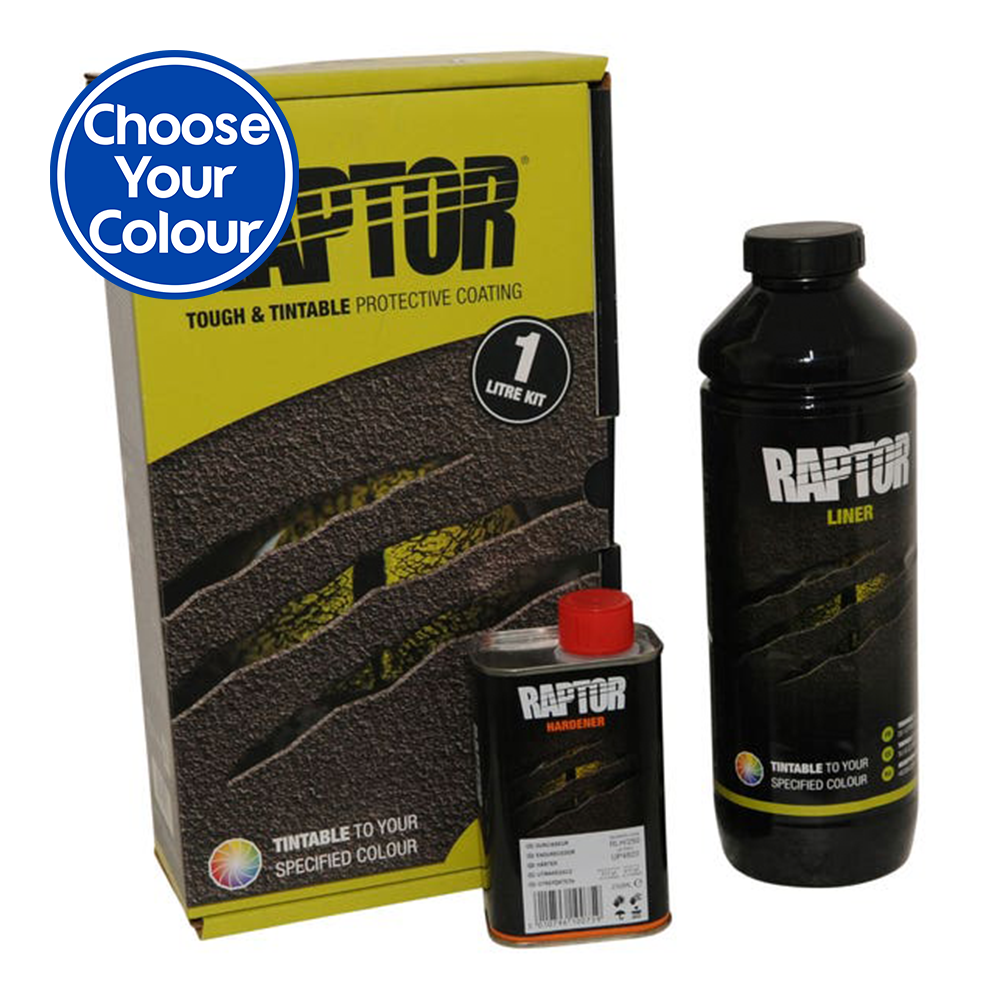 U-Pol Raptor Tintable (Choose Your Colour) Tough Bed Liner Kit 1L