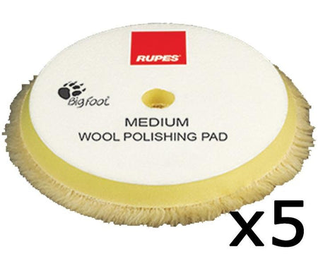 Rupes Bigfoot 100mm Wool Medium Yellow Polishing Pad 9.BW100M Box of 5