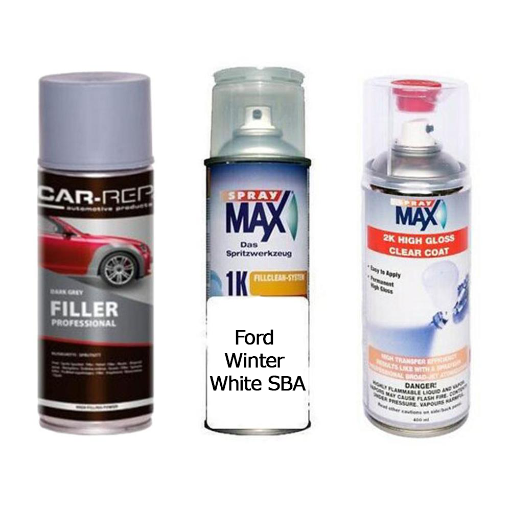 Auto Touch Up Paint Ford Winter White SBA Plus 2k Clear Coat & Primer