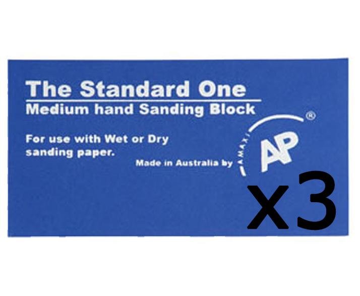 AMAXI The Standard One Medium Rubber Hand Sanding Block 3 Pack