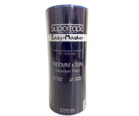 Supertape Pre-Taped Dropcloth 1800mm x 33m With 18mm Tape Dispenser