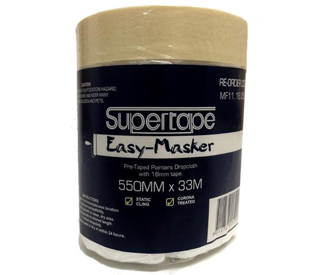 Supertape Pre-Taped Painter's Dropcloth With 18mm Tape 550mm x 33m