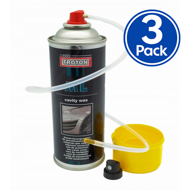TROTON Cavity Wax Amber Aerosol Spray 400ml Anticorrosion Protection x 3 Pack