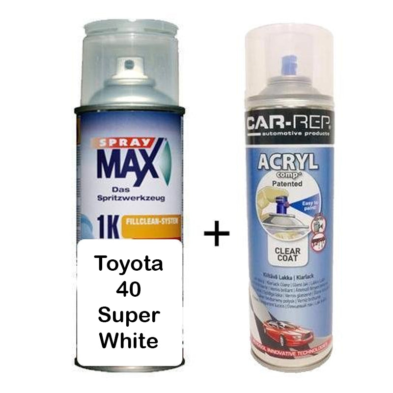 Auto Touch Up Paint for Toyota 40 Super White Plus 1k Clear Coat