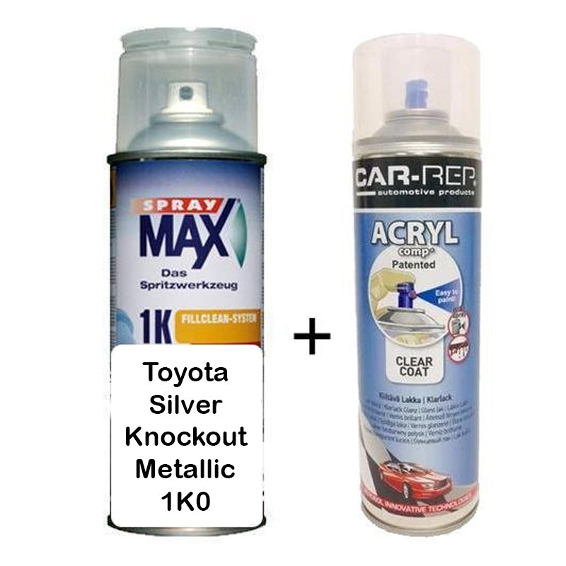 Auto Touch Up Paint for Toyota Silver Knockout Metallic 1K0 Plus 1k Clear Coat