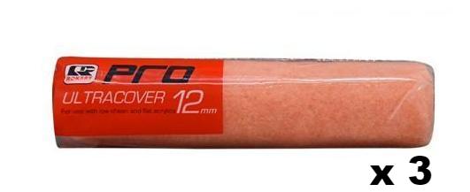 ROKSET Pro Ultracover Paint Brush Roller Low Sheen Flat Acrylic 12mm x 230mm x 3 Pack