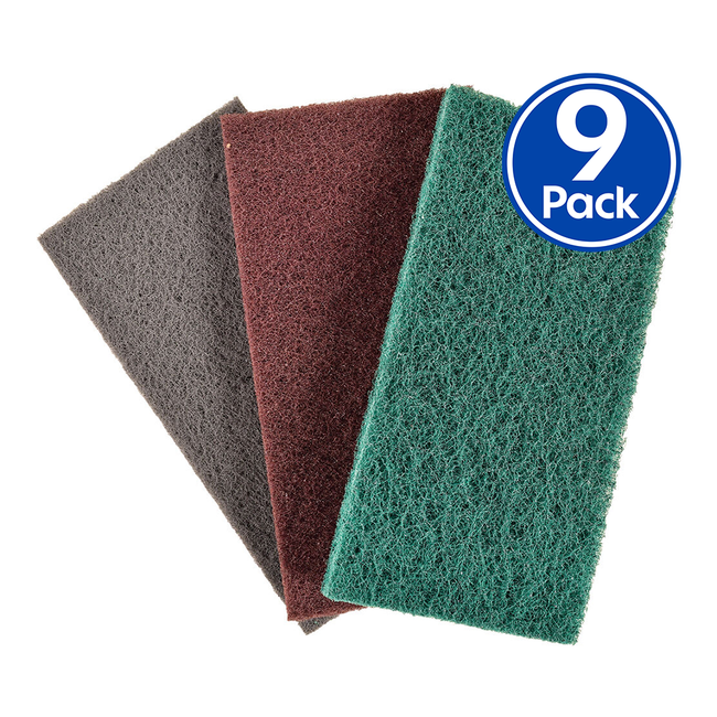 Mixed Pack Fine Medium Coarse Scouring Hand Pads 115mm x 225mm x 9 Pack