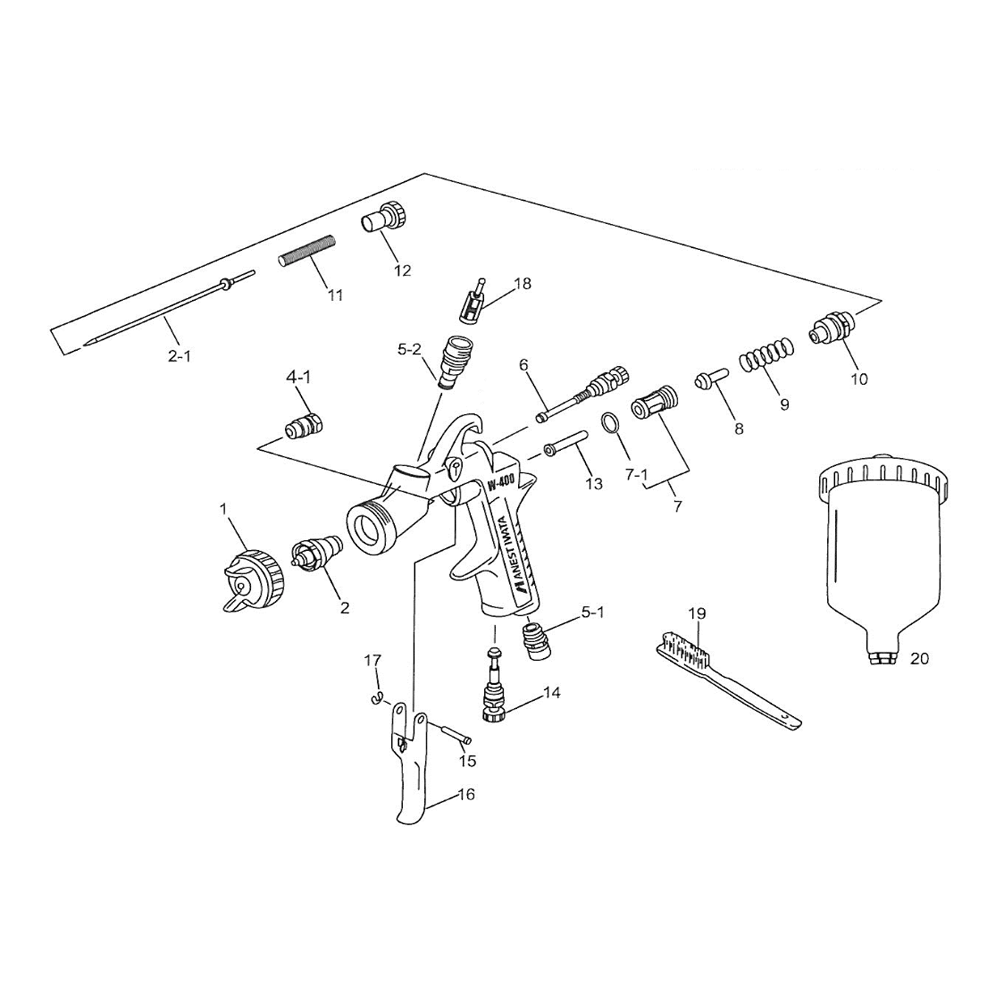 ANEST IWATA Needle Nozzle & LV2 Cap 1.3 mm Kit For W400 Spray Gun Service Repair