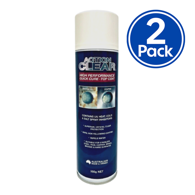 Action Clear Coat Metal Sealer Corrosion Protection 350g Aerosol x 2 Pack