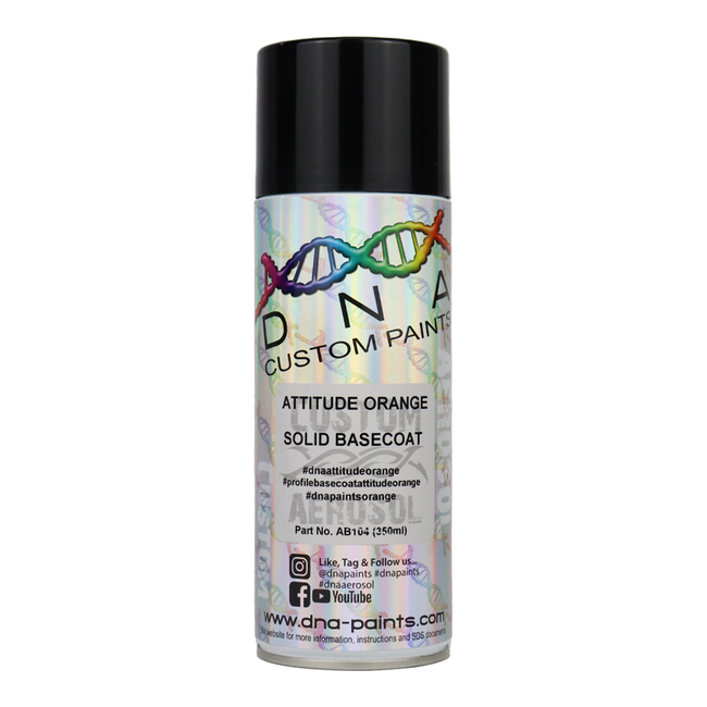 DNA PAINTS Solid Basecoat Spray Paint 350ml Aerosol Attitude Orange