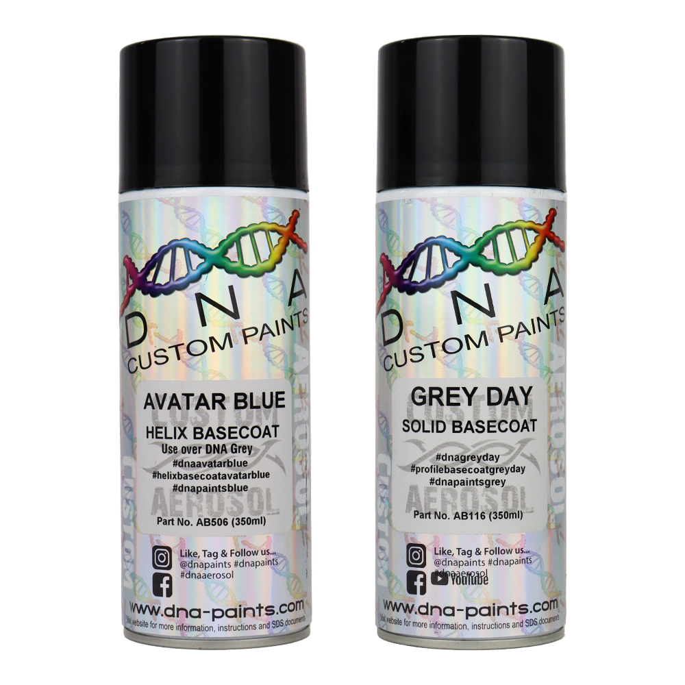 DNA PAINTS Helix Basecoat Spray Paint 350ml Aerosol Avatar Blue with Undercoat