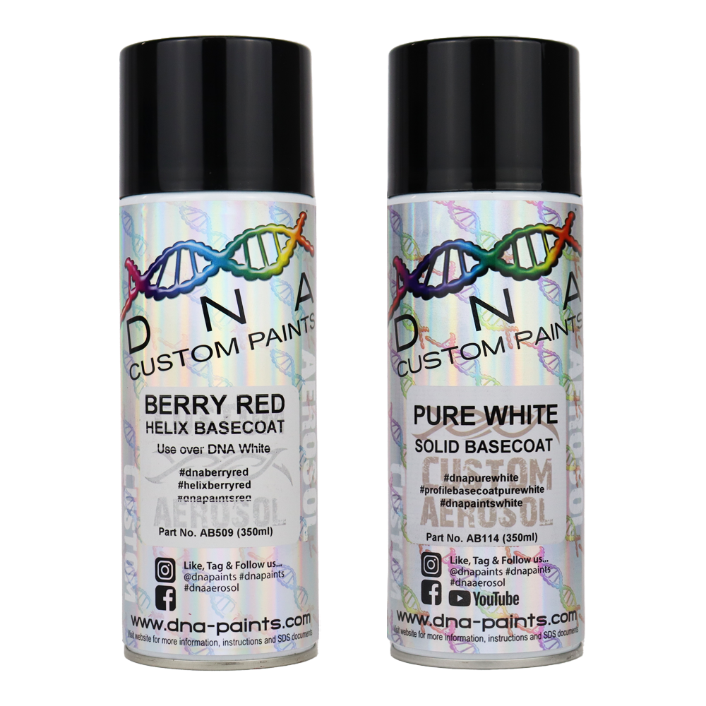 DNA PAINTS Helix Basecoat Spray Paint 350ml Aerosol Berry Red with Undercoat