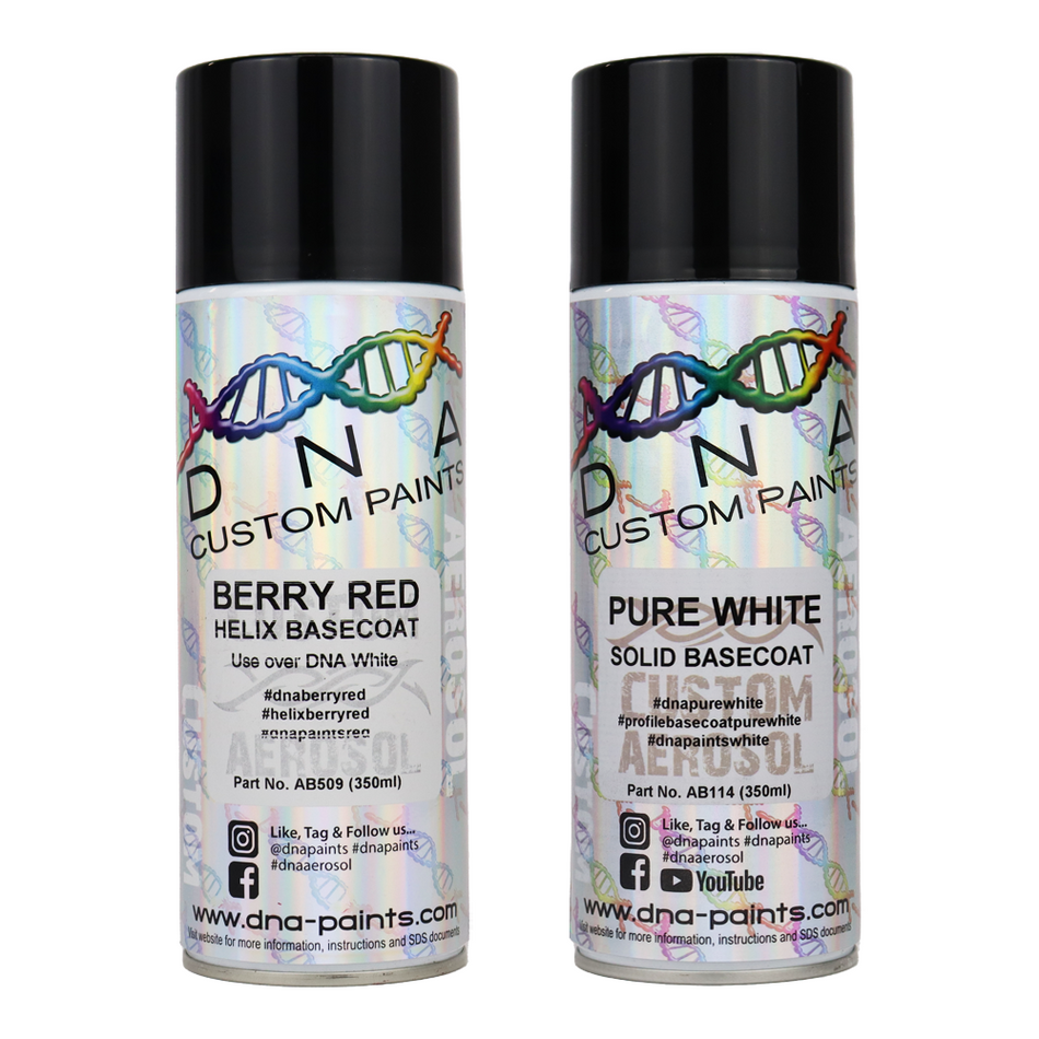 DNA PAINTS Helix Basecoat Spray Paint 350ml Aerosol Berry Red with Undercoat
