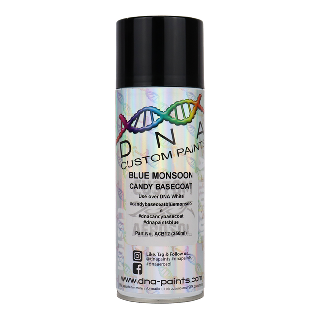 DNA PAINTS Candy Basecoat Spray Paint 350ml Aerosol Candy Blue Monsoon