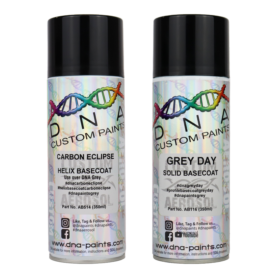 DNA PAINTS Helix Basecoat Spray Paint 350ml Aerosol Carbon Eclipse with Undercoat