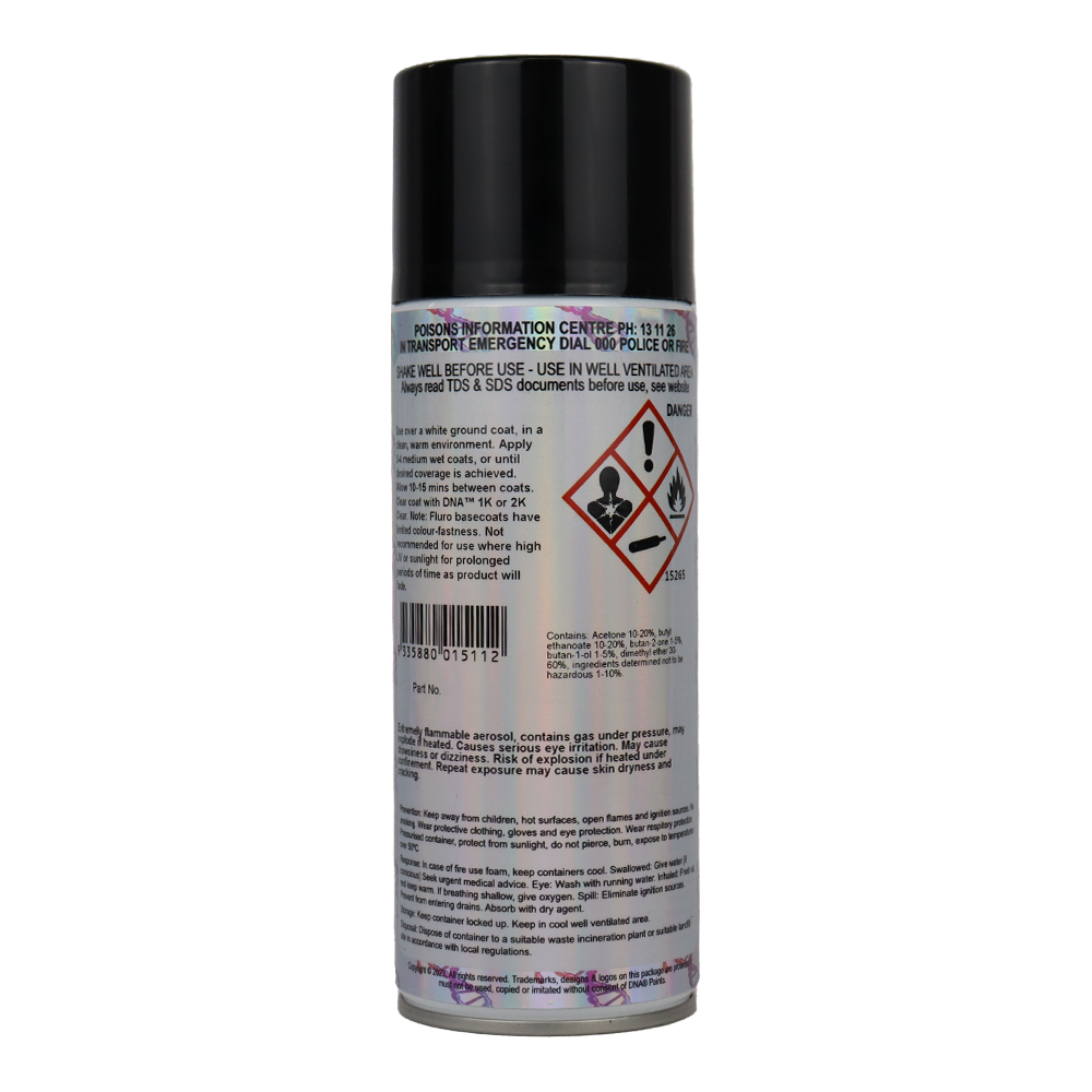 DNA PAINTS Fluro Basecoat Spray Paint 350ml Aerosol Fluorescent Yellow