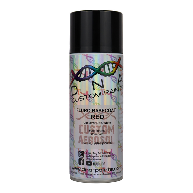 DNA PAINTS Fluro Basecoat Spray Paint 350ml Aerosol Fluorescent Red