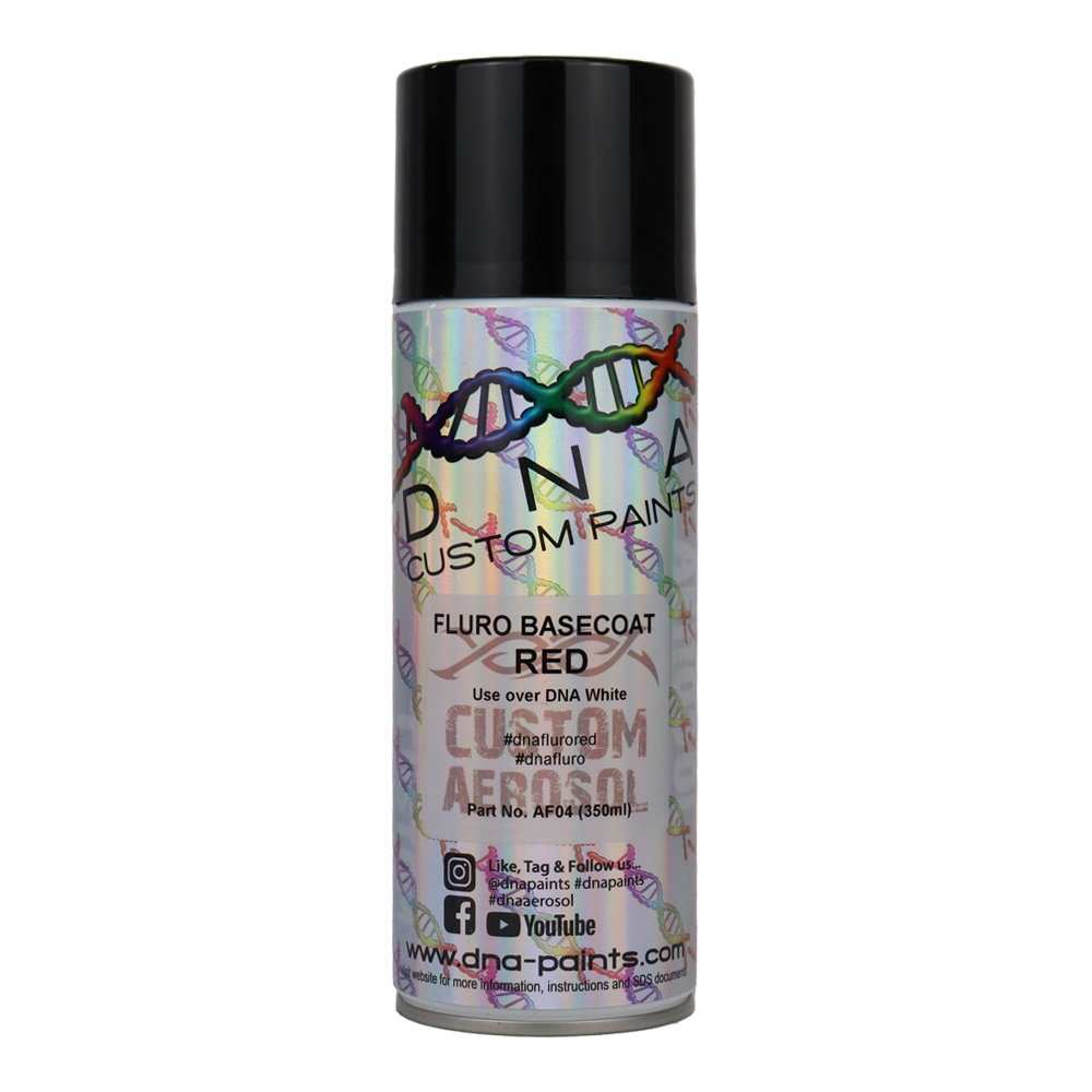 DNA PAINTS Fluro Basecoat Spray Paint 350ml Aerosol Fluorescent Red