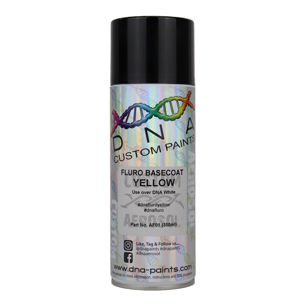 DNA PAINTS Fluro Basecoat Spray Paint 350ml Aerosol Fluorescent Yellow