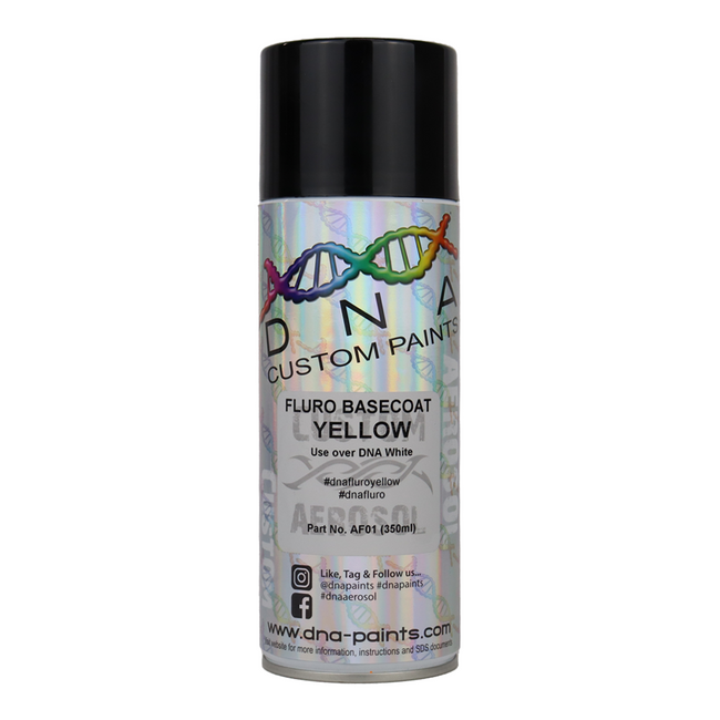 DNA PAINTS Fluro Basecoat Spray Paint 350ml Aerosol Fluorescent Yellow