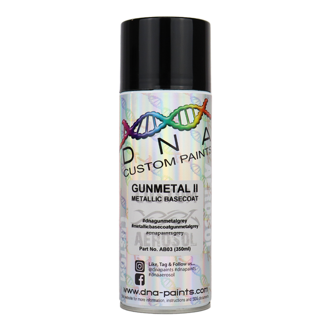 DNA PAINTS Metallic Basecoat Spray Paint 350ml Aerosol Gunmetal II