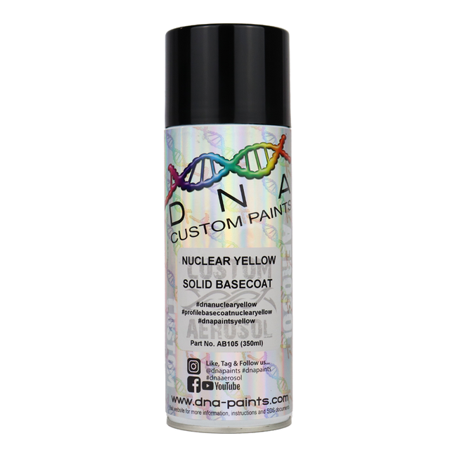DNA PAINTS Solid Basecoat Spray Paint 350ml Aerosol Nuclear Yellow