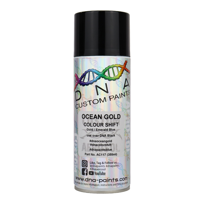 DNA PAINTS Colour Shift Pearl (Gold to Emerald Blue) Spray Paint 350ml Aerosol Ocean Gold