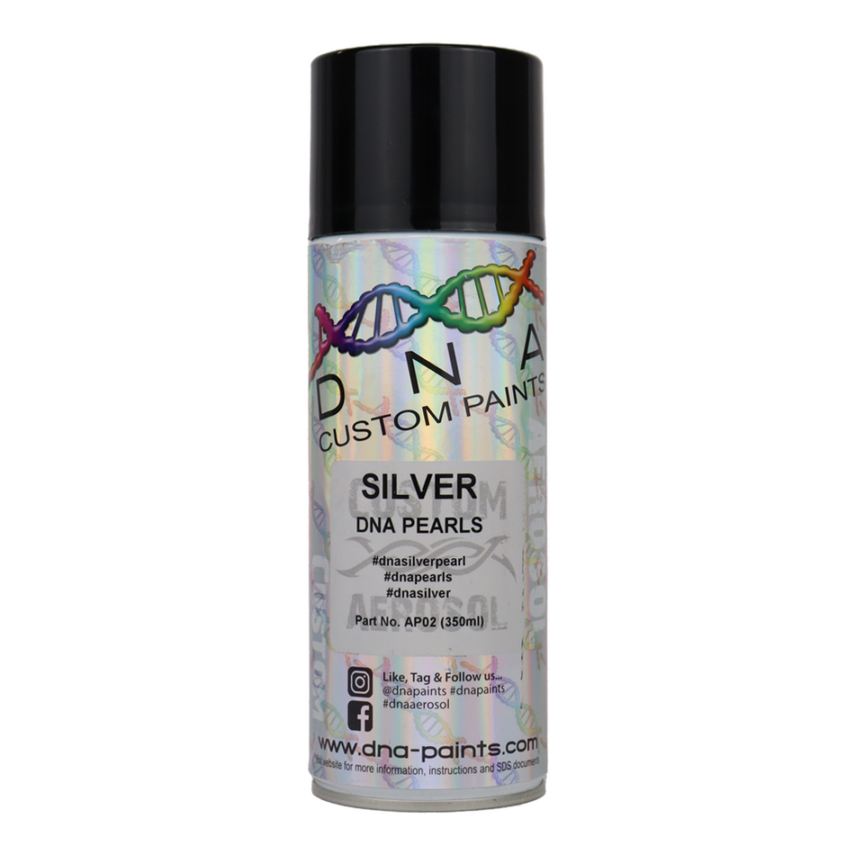 DNA PAINTS Pearl Colour Spray Paint 350ml Aerosol Silver Pearlescent