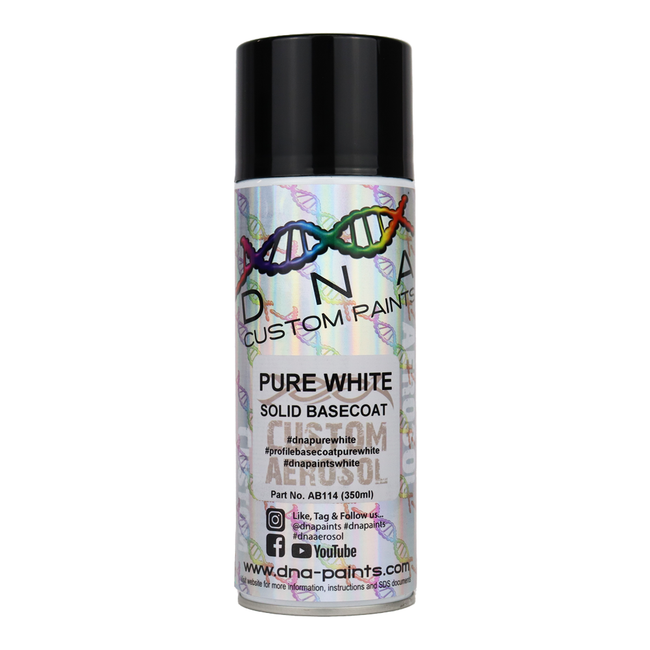 DNA PAINTS Solid Basecoat Spray Paint 350ml Aerosol Pure White