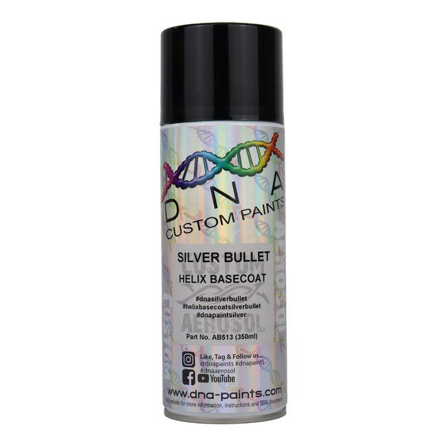 DNA PAINTS Helix Basecoat Spray Paint 350ml Aerosol Silver Bullet