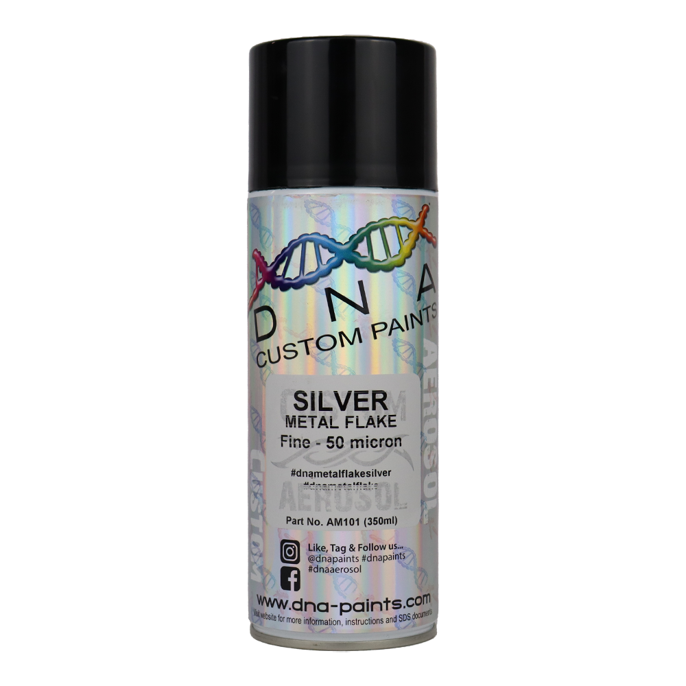 DNA PAINTS Metal Flake 350ml Aerosol Silver Fine - 50 Micron