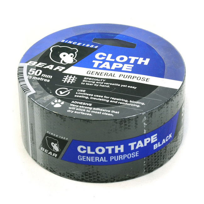 Norton Premium Grade Black Cloth Tape 50mm x 15m 12 Pack