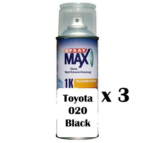 Automotive Touch Up Spray Can for Toyota 202 Black Land Cruiser Colour x 3