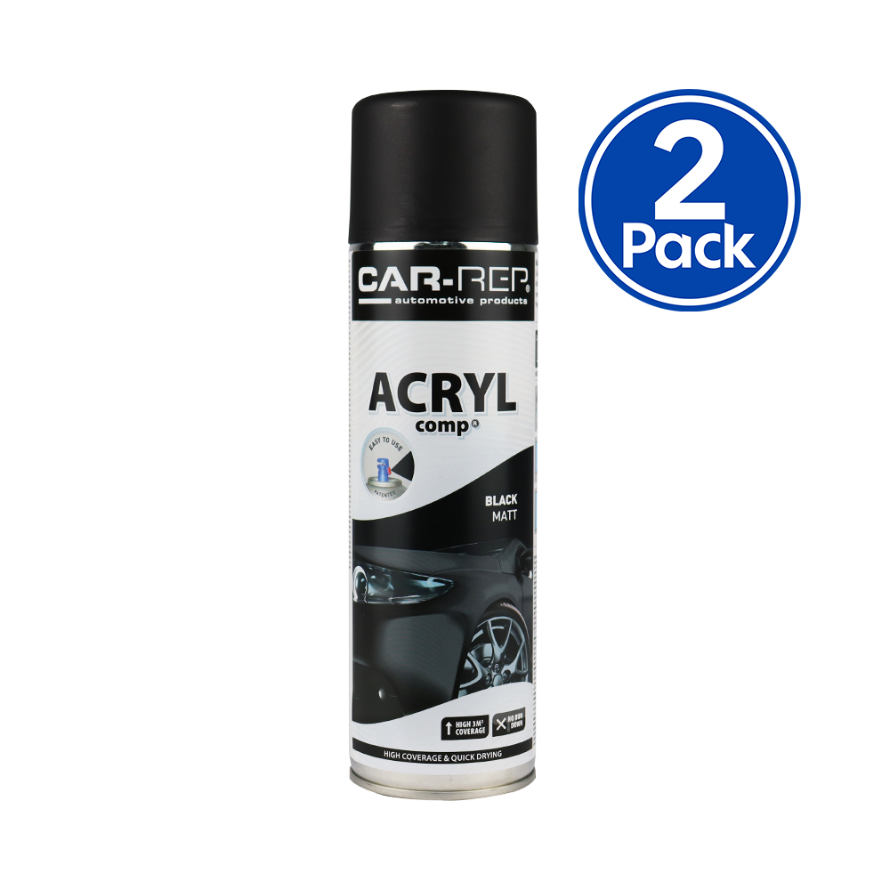CAR-REP Professional Automotive Matt Acrylic Aerosol 500ml Black x 2 P ...