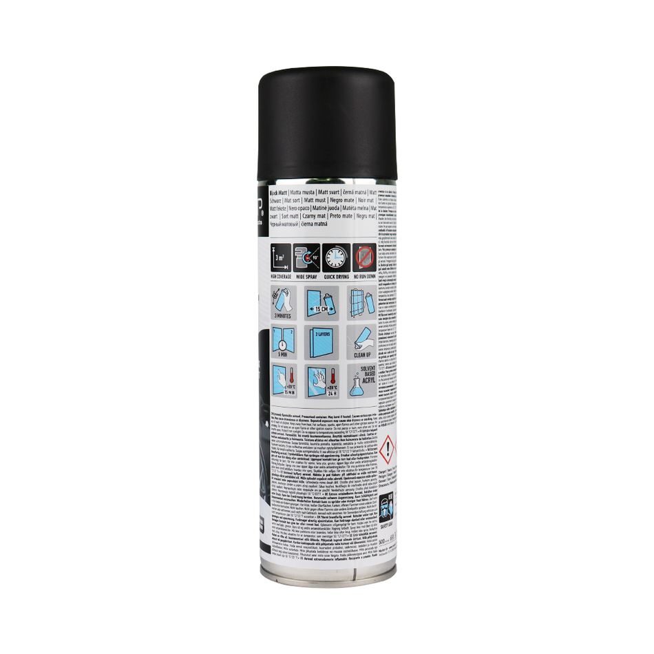 CAR-REP Professional Automotive Matt Acrylic Aerosol 500ml Black x 3 Pack