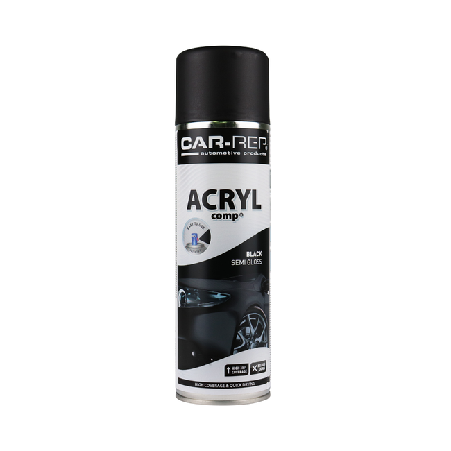 CAR-REP Professional Automotive Semi Gloss Acrylic Aerosol 500ml Black
