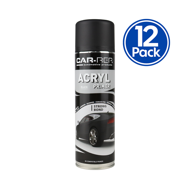 CAR-REP Acrylic Automotive Primer 500ml Black x 12 Pack