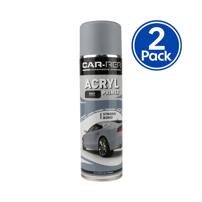 CAR-REP Acrylic Automotive Primer 500ml Grey x 2 Pack