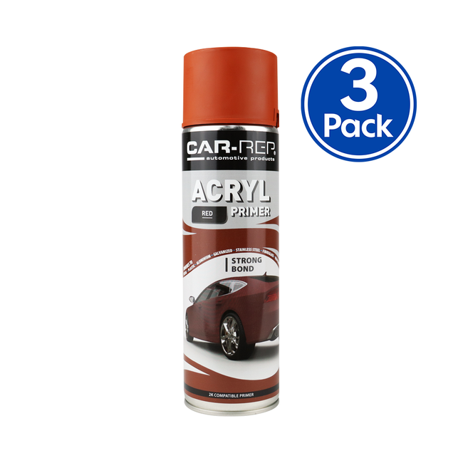 CAR-REP Acrylic Automotive Primer 500ml Red x 3 Pack