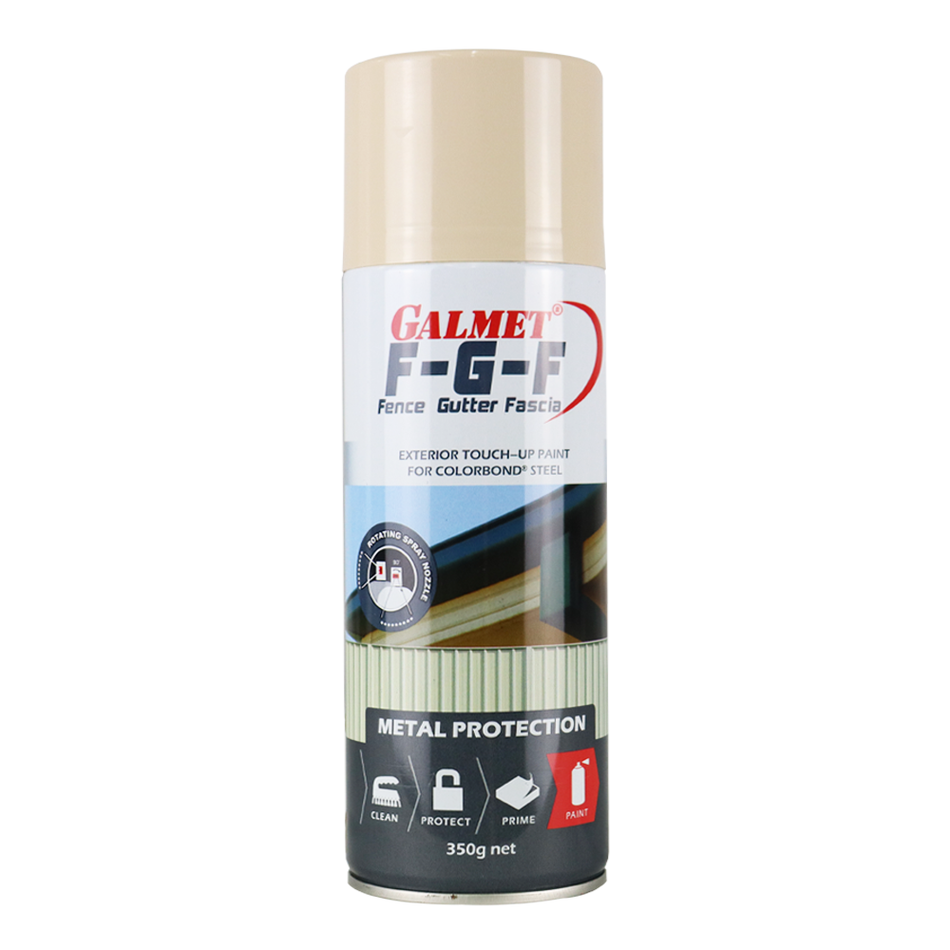 GALMET Fence Gutter Fascia FGF Colorbond 350g Spray Paint Aerosol Classic Cream