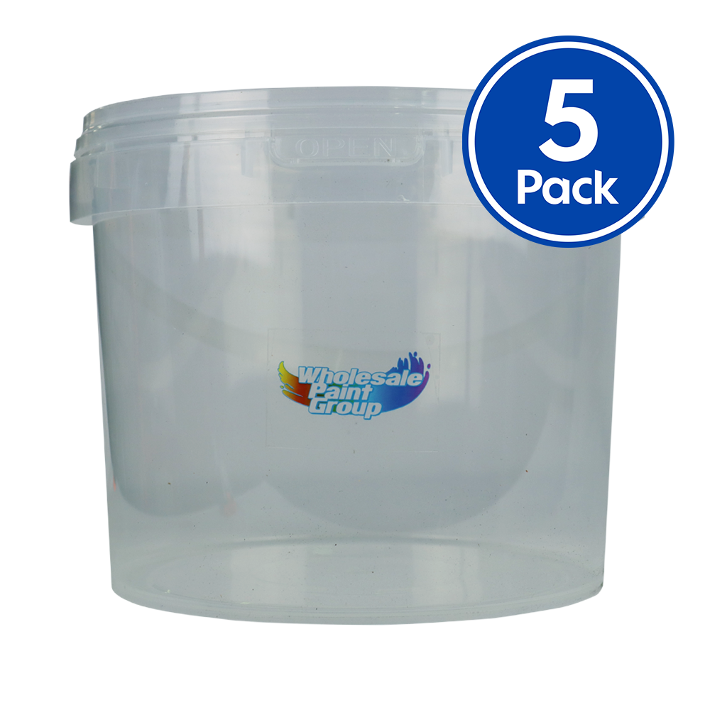 WPG Clear Mixing Bucket with Lid 5L x 5 Pack