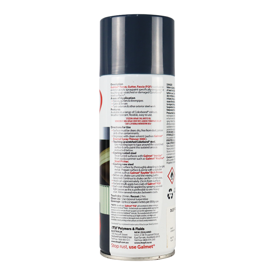 GALMET Fence Gutter Fascia FGF Colorbond 350g Spray Paint Aerosol Deep Ocean