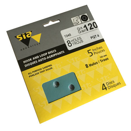 Siaflex 1948 Abrasive Sandpaper Discs 125mm 8H Pack of 5 Hook & Loop