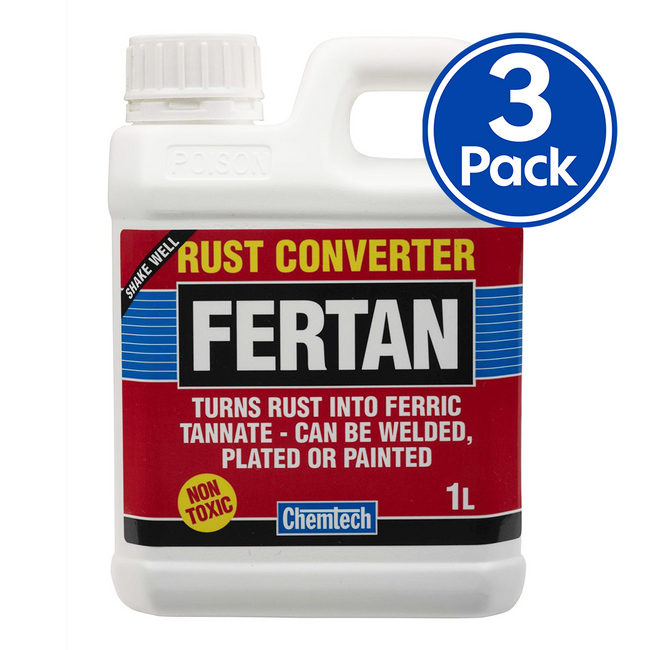 Chemtech Fertan Rust Converter 1L Non Toxic x 3 Pack