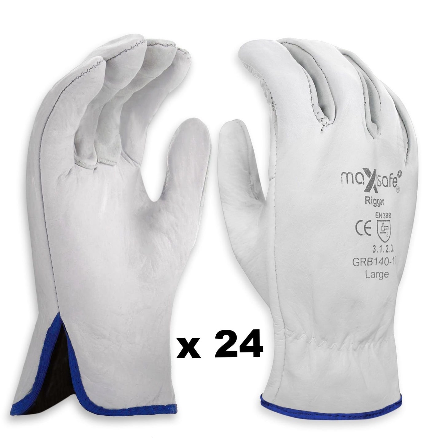 General Purpose Maxisafe Riggers Gloves Premium Cow Grain Leather Soft White